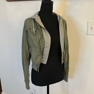 Full Tilt Versatile Cotton & Spandex Layered Hooded Jacket W/Zip Pockets, Sz. S.